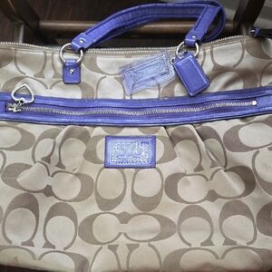 Coach Beige and Purple Signature Tote